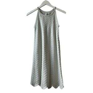 NWT Joie Ivory Shevron Knitted Metallic High Neck Dress Sz XS Festive Holidays